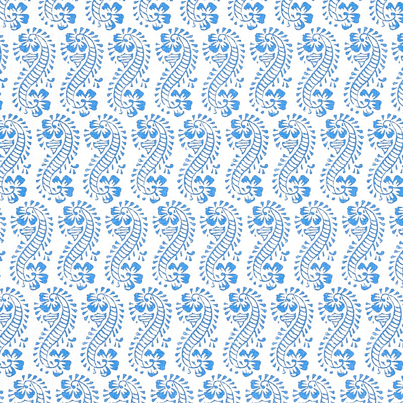 Schumacher Lani Blue Fabric - Eade's Wallpaper