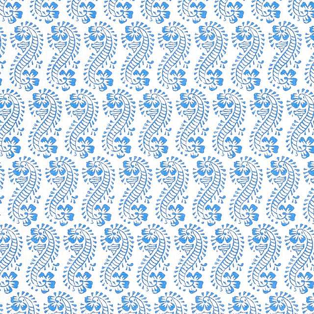 Schumacher Lani Blue Fabric - Eade's Wallpaper