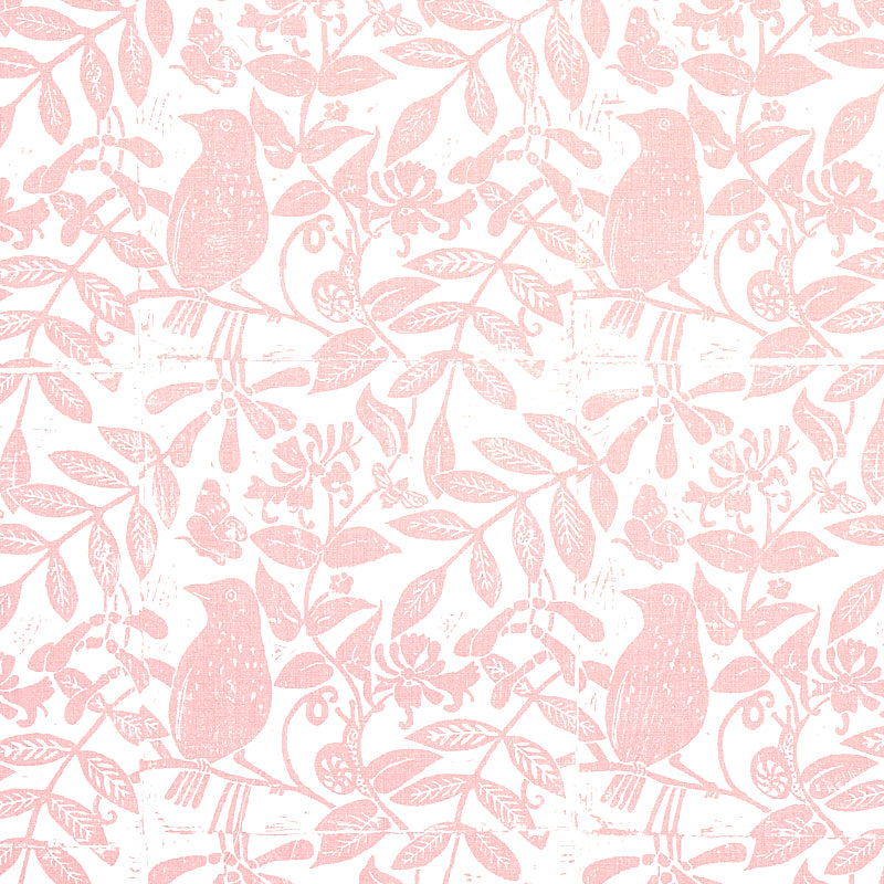 Schumacher Bird & Bee Pink Fabric