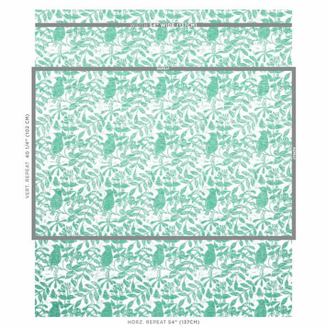 Schumacher Bird & Bee Sea Glass Fabric