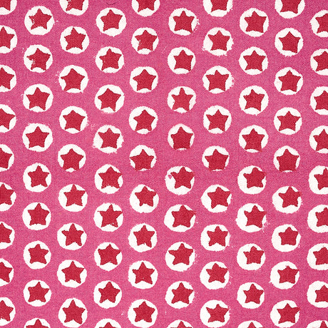 Schumacher Tuk Tuk Hand Block Print Pink Fabric - Eade's Wallpaper