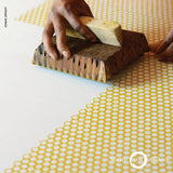 Schumacher Tuk Tuk Hand Block Print Yellow Fabric - Eade's Wallpaper