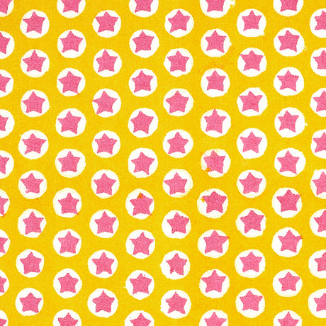 Schumacher Tuk Tuk Hand Block Print Yellow Fabric - Eade's Wallpaper