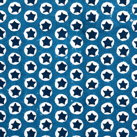 Schumacher Tuk Tuk Hand Block Print Blue Fabric - Eade's Wallpaper