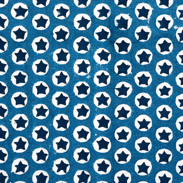 Schumacher Tuk Tuk Hand Block Print Blue Fabric - Eade's Wallpaper