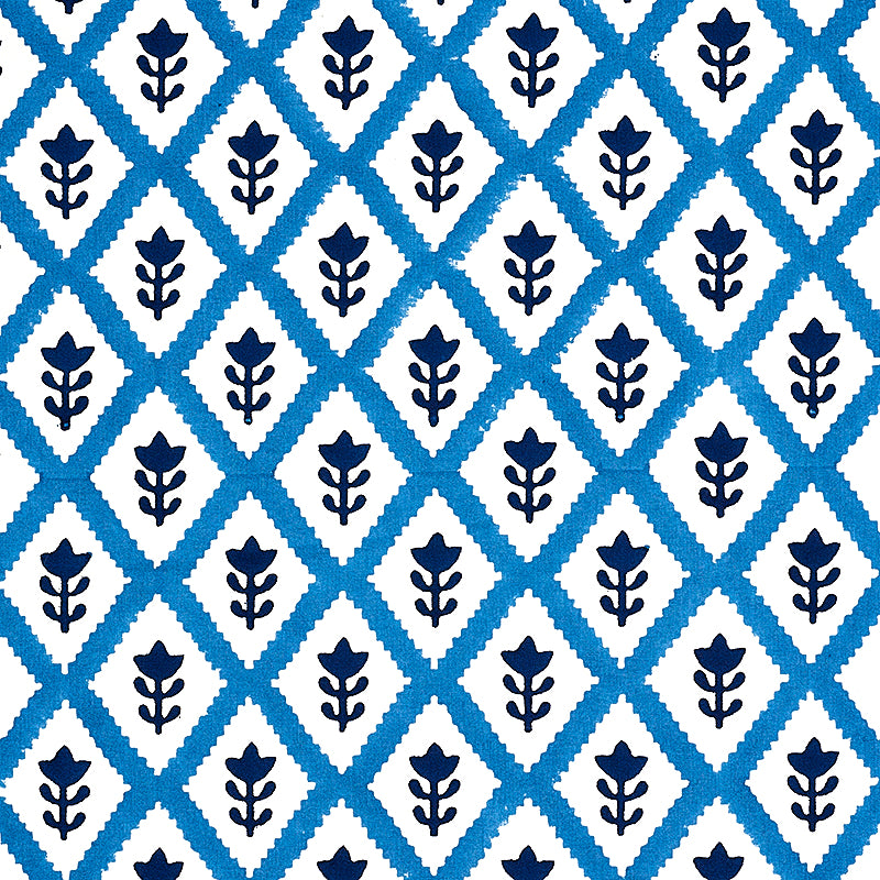Schumacher Buti Hand Block Print Blue Fabric