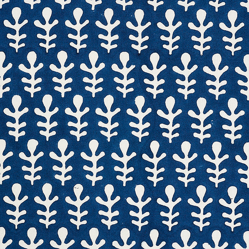 Schumacher Bagru Hand Block Print Dark Blue Fabric