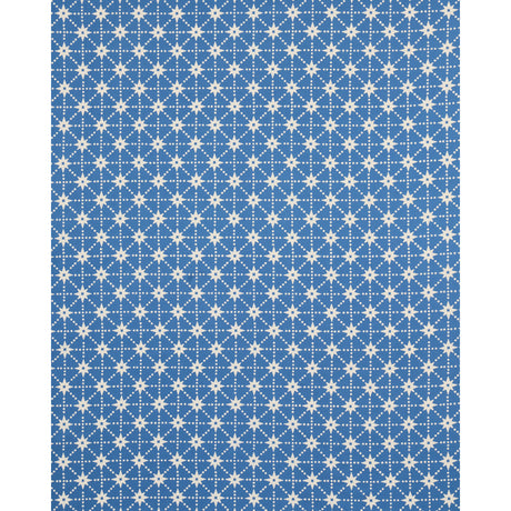 Schumacher Stars Hand Block Print Blue Fabric - Eade's Wallpaper