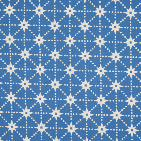 Schumacher Stars Hand Block Print Blue Fabric - Eade's Wallpaper
