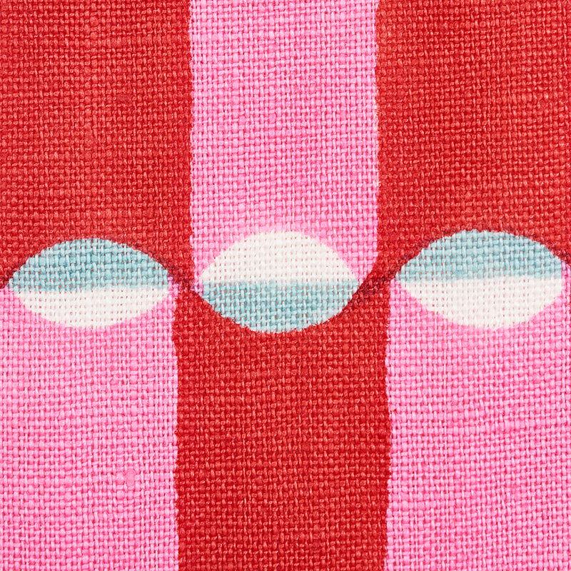 Schumacher Luna Hand Block Print Pink & Red Fabric - Eade's Wallpaper