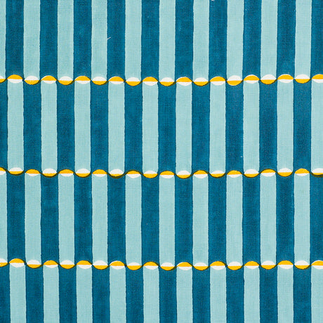 Schumacher Luna Hand Block Print Blue & Turmeric Fabric - Eade's Wallpaper