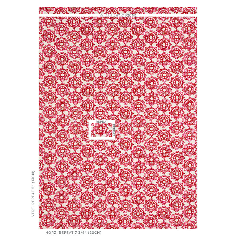 Schumacher Rose Hand Block Print Pink Fabric - Eade's Wallpaper