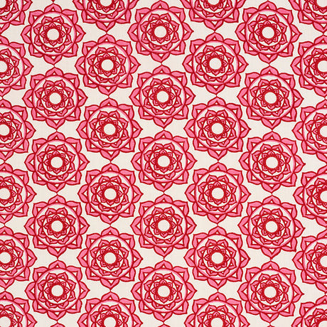 Schumacher Rose Hand Block Print Pink Fabric - Eade's Wallpaper