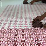 Schumacher Pattee Hand Block Print Pink Fabric - Eade's Wallpaper
