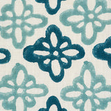 Schumacher Pattee Hand Block Print Blue Fabric - Eade's Wallpaper