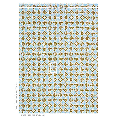 Schumacher Pattee Hand Block Print Khaki Fabric - Eade's Wallpaper
