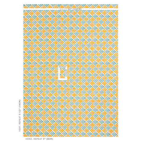 Schumacher Pattee Hand Block Print Turmeric Fabric - Eade's Wallpaper