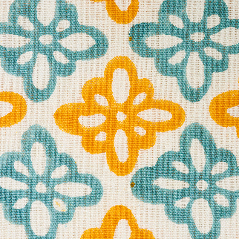 Schumacher Pattee Hand Block Print Turmeric Fabric - Eade's Wallpaper