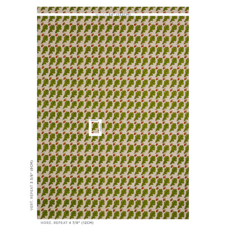 Schumacher Oak Hand Block Print Green Fabric - Eade's Wallpaper