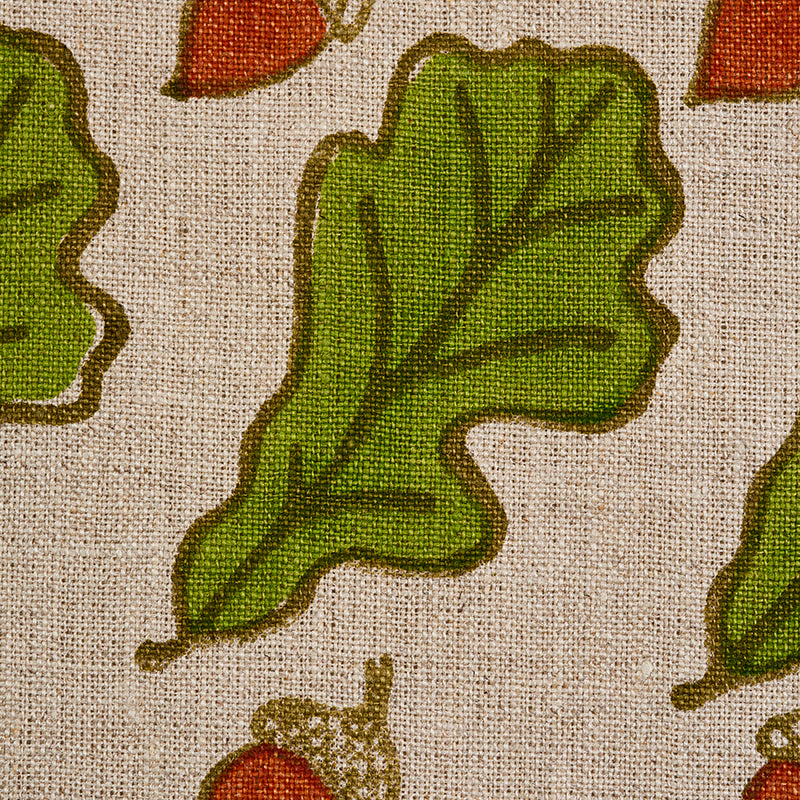 Schumacher Oak Hand Block Print Green Fabric - Eade's Wallpaper