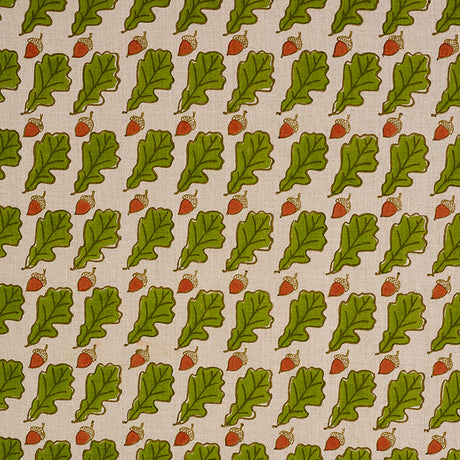 Schumacher Oak Hand Block Print Green Fabric - Eade's Wallpaper