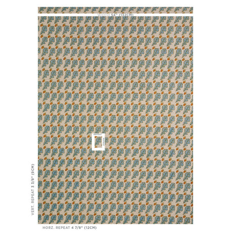 Schumacher Oak Hand Block Print Blue Fabric - Eade's Wallpaper