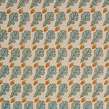 Schumacher Oak Hand Block Print Blue Fabric - Eade's Wallpaper
