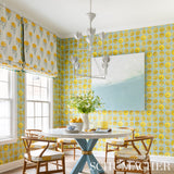 Schumacher Marigold Hand Block Print Yellow Fabric - Eade's Wallpaper