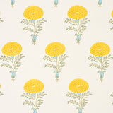 Schumacher Marigold Hand Block Print Yellow Fabric - Eade's Wallpaper