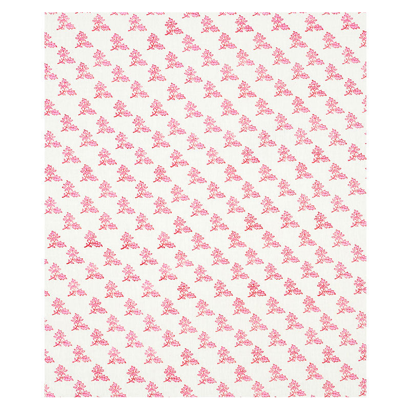 Schumacher Torbay Hand Blocked Print Pink Fabric - Eade's Wallpaper