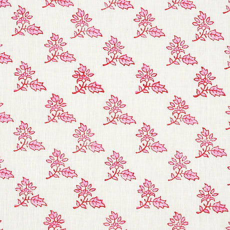 Schumacher Torbay Hand Blocked Print Pink Fabric - Eade's Wallpaper