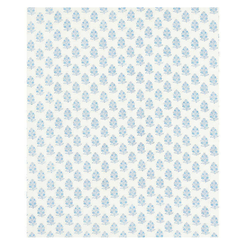 Schumacher Aditi Hand Blocked Print Blue Fabric