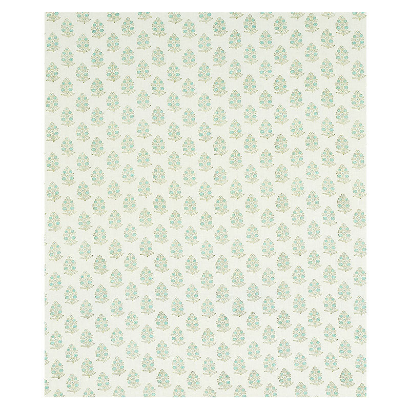 Schumacher Aditi Hand Blocked Print Green Fabric