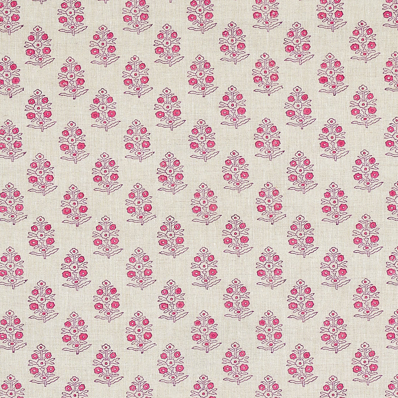 Schumacher Aditi Hand Blocked Print Pink Fabric