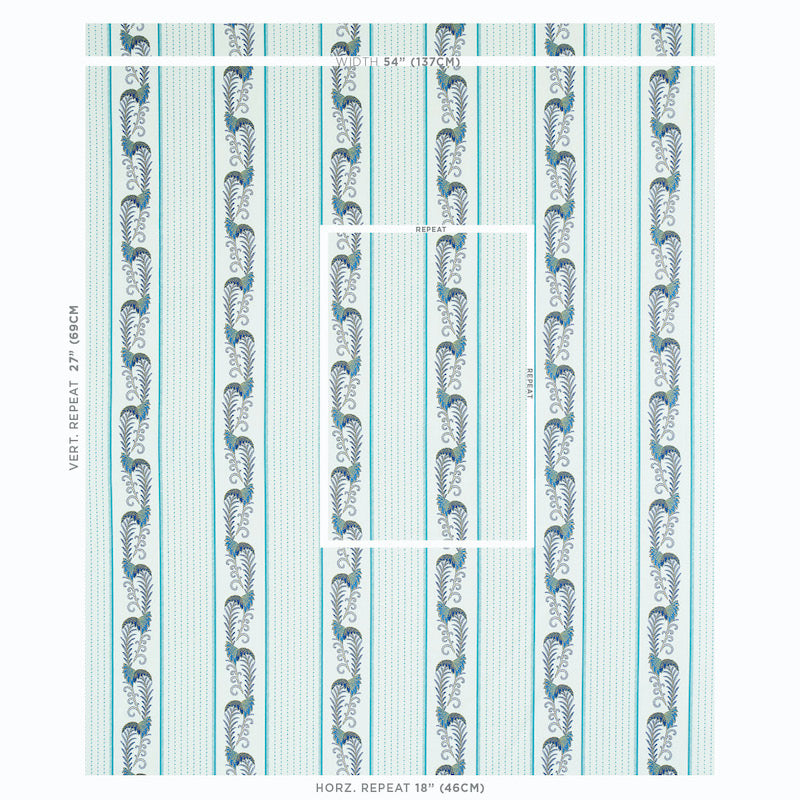 Schumacher Aleksy Stripe Teal Fabric