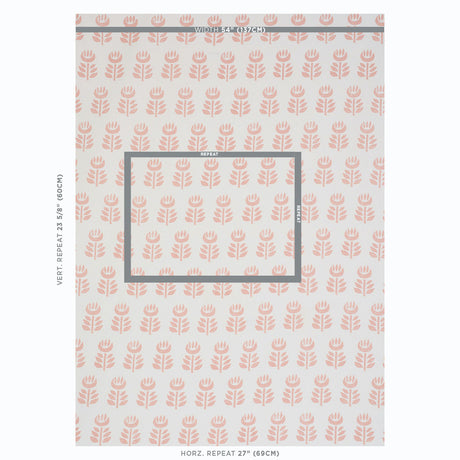 Schumacher Rosenborg Hand Print Pink Fabric - Eade's Wallpaper