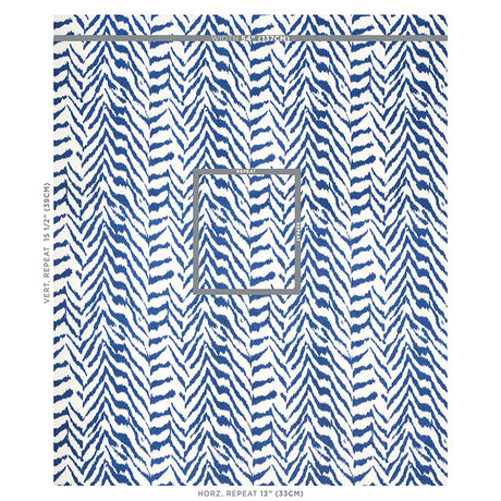 Schumacher Quincy Hand Print Blue Fabric - Eade's Wallpaper