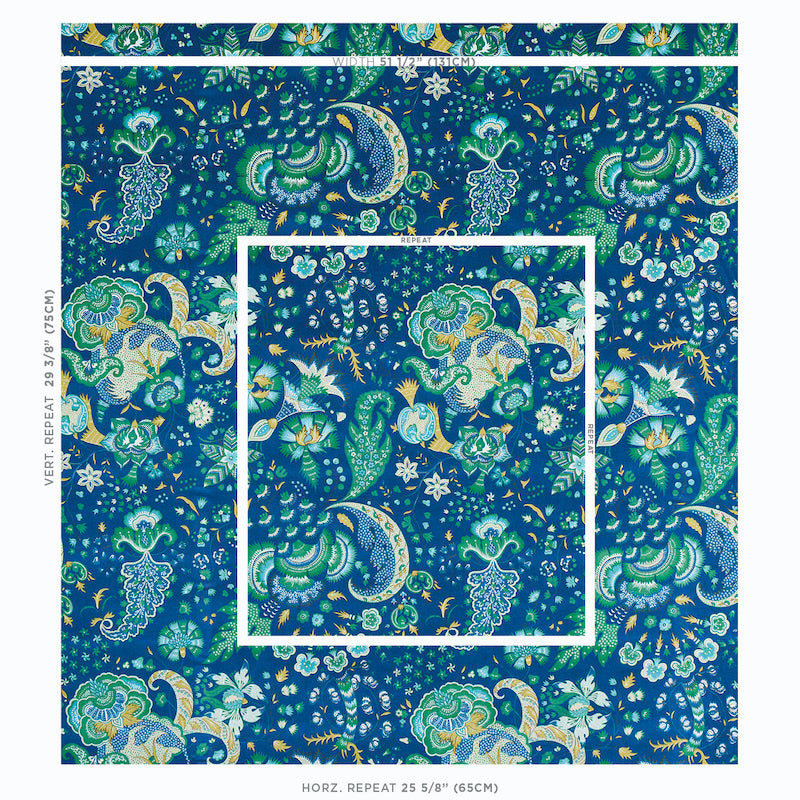 Schumacher Majorelle Velvet Blue Fabric - Eade's Wallpaper