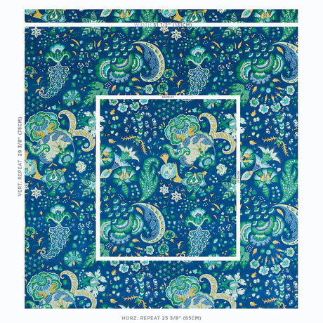 Schumacher Majorelle Velvet Blue Fabric - Eade's Wallpaper