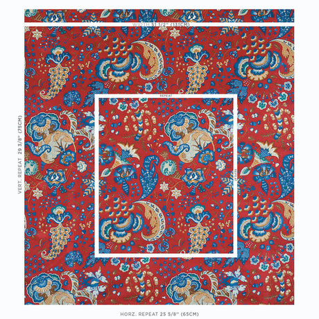 Schumacher Majorelle Velvet Red Fabric - Eade's Wallpaper