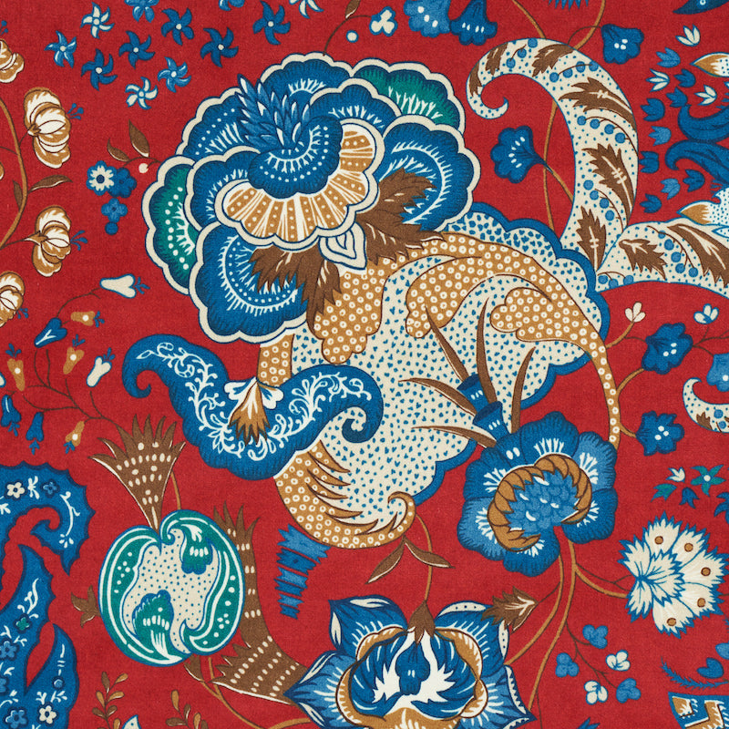 Schumacher Majorelle Velvet Red Fabric - Eade's Wallpaper