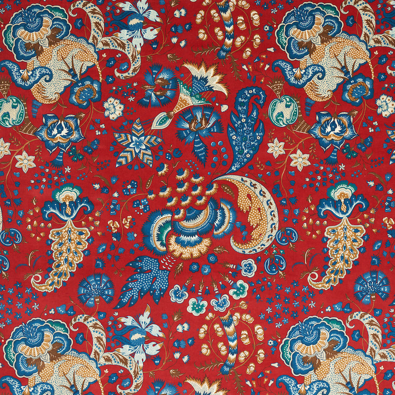 Schumacher Majorelle Velvet Red Fabric - Eade's Wallpaper