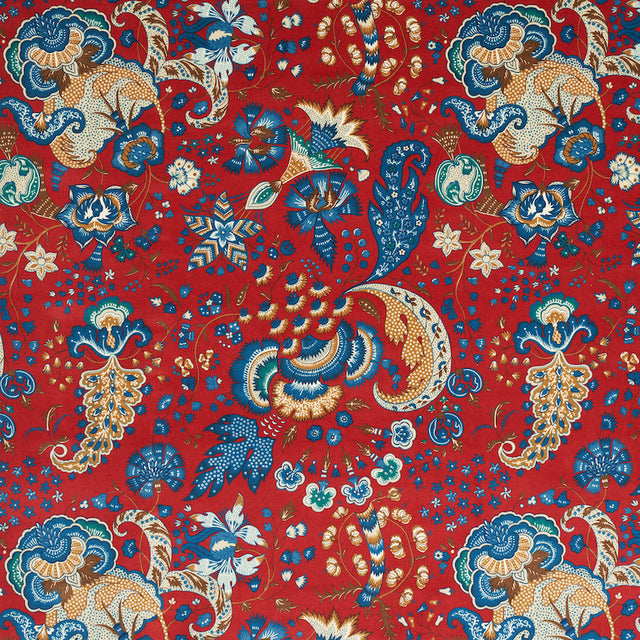 Schumacher Majorelle Velvet Red Fabric - Eade's Wallpaper