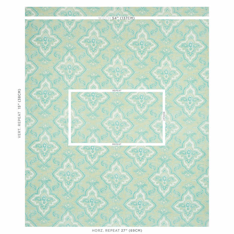 Schumacher Amalia Medallion Handmade Print Mineral Fabric