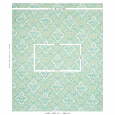 Schumacher Amalia Medallion Handmade Print Mineral Fabric