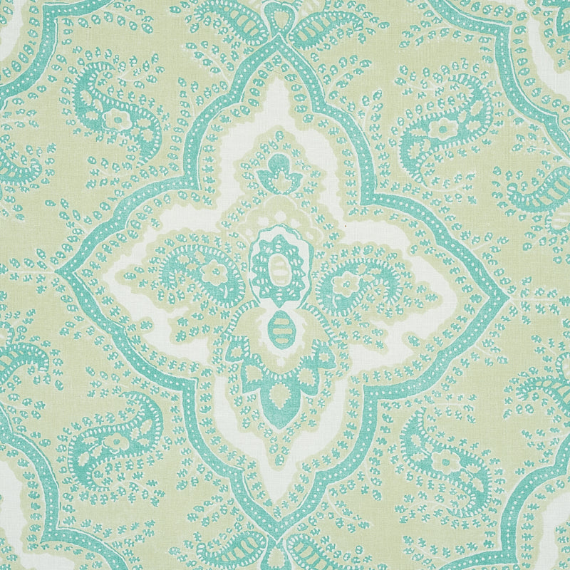 Schumacher Amalia Medallion Handmade Print Mineral Fabric