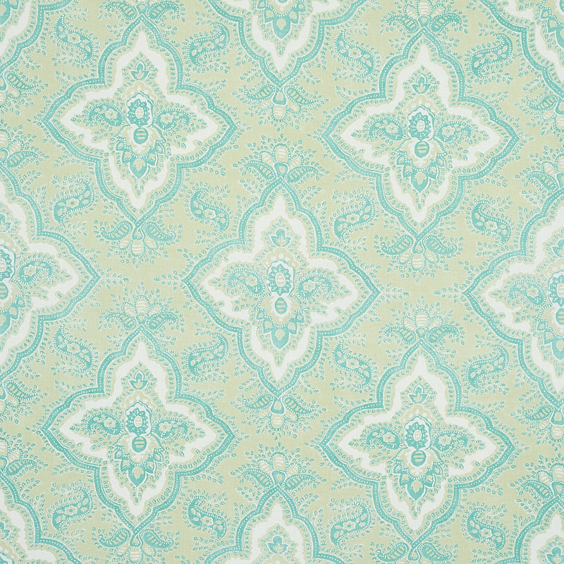 Schumacher Amalia Medallion Handmade Print Mineral Fabric