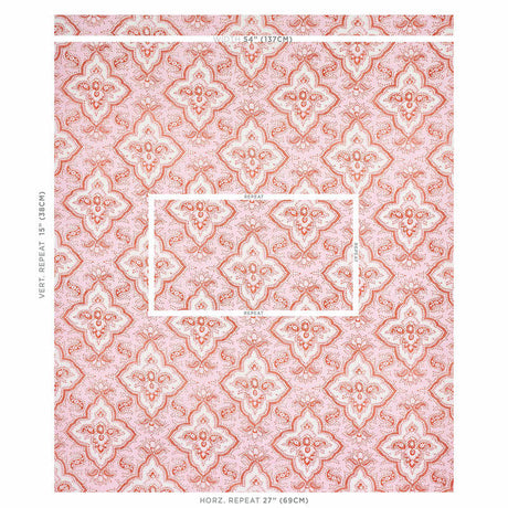 Schumacher Amalia Medallion Handmade Print Pink Fabric