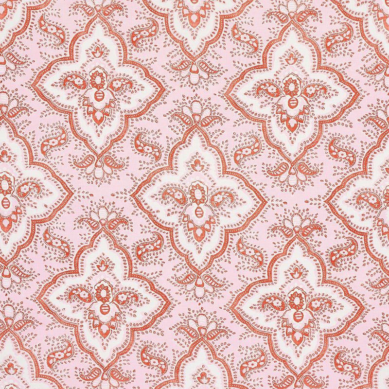 Schumacher Amalia Medallion Handmade Print Pink Fabric