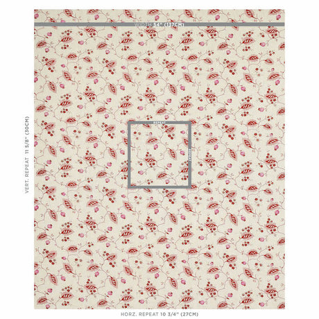 Schumacher Maryam Vine Pink & Red Fabric - Eade's Wallpaper